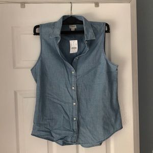 J Crew sleeveless chambray button up NWT